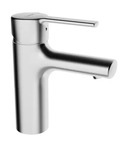 Einhebelmischer in Chrom mit modernem Design. HANSAmischer für Waschtische, ausgestattet mit einer vertikalen Hebelbedienung und klaren Linien.